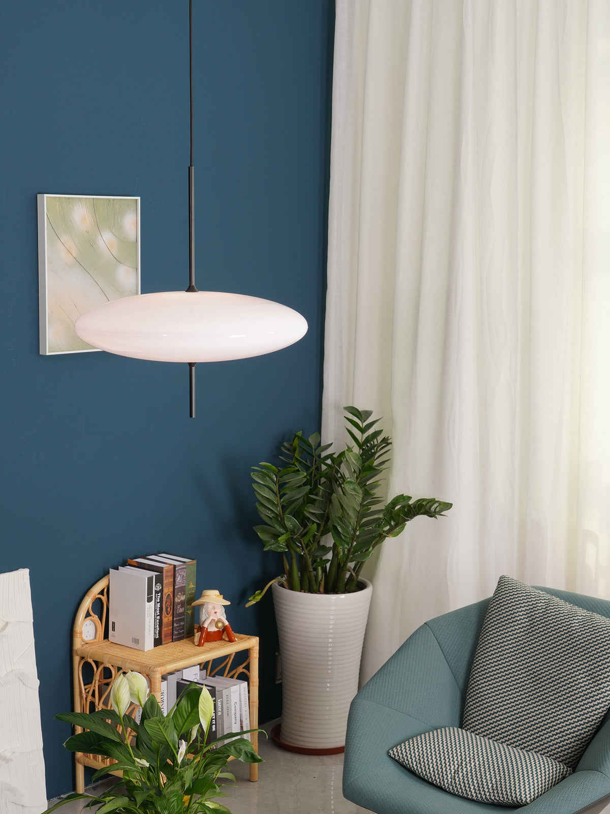 Minimalist White Opal Disc Pendant – Two-Tier