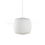 Mid-Century White Silk Pendant – Bubble Wireframe