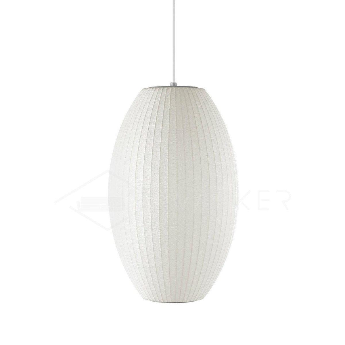 Mid-Century White Silk Pendant – Bubble Wireframe