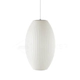 Mid-Century White Silk Pendant – Bubble Wireframe