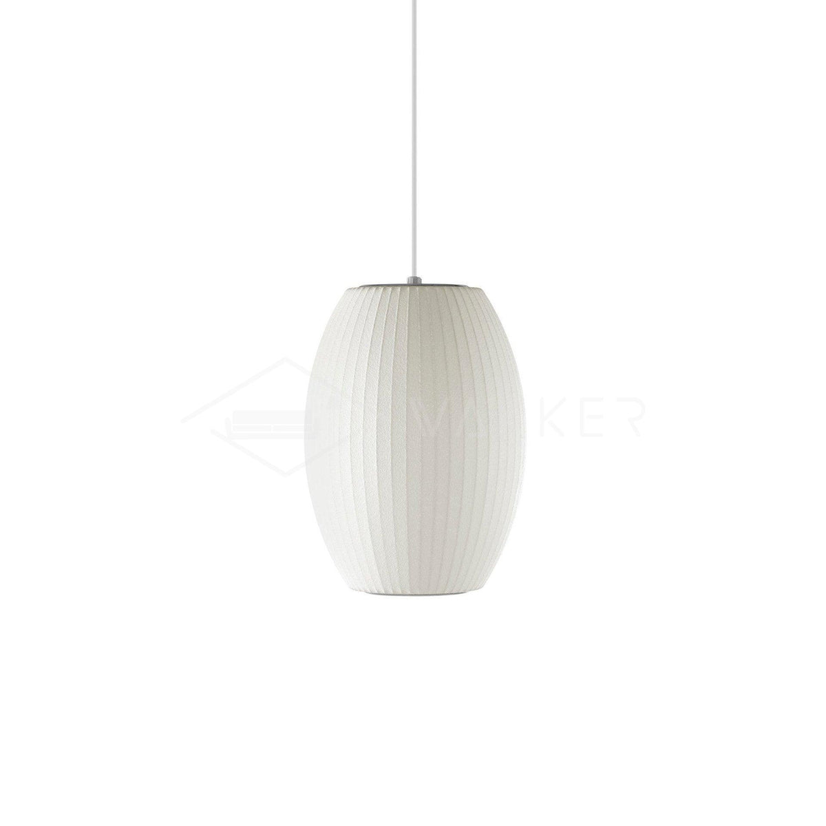 Mid-Century White Silk Pendant – Bubble Wireframe