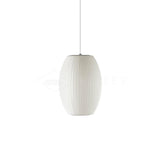 Mid-Century White Silk Pendant – Bubble Wireframe