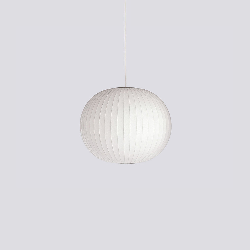 Mid-Century White Silk Pendant – Bubble Wireframe