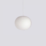Mid-Century White Silk Pendant – Bubble Wireframe