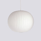 Mid-Century White Silk Pendant – Bubble Wireframe