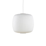 Mid-Century White Silk Pendant – Bubble Wireframe