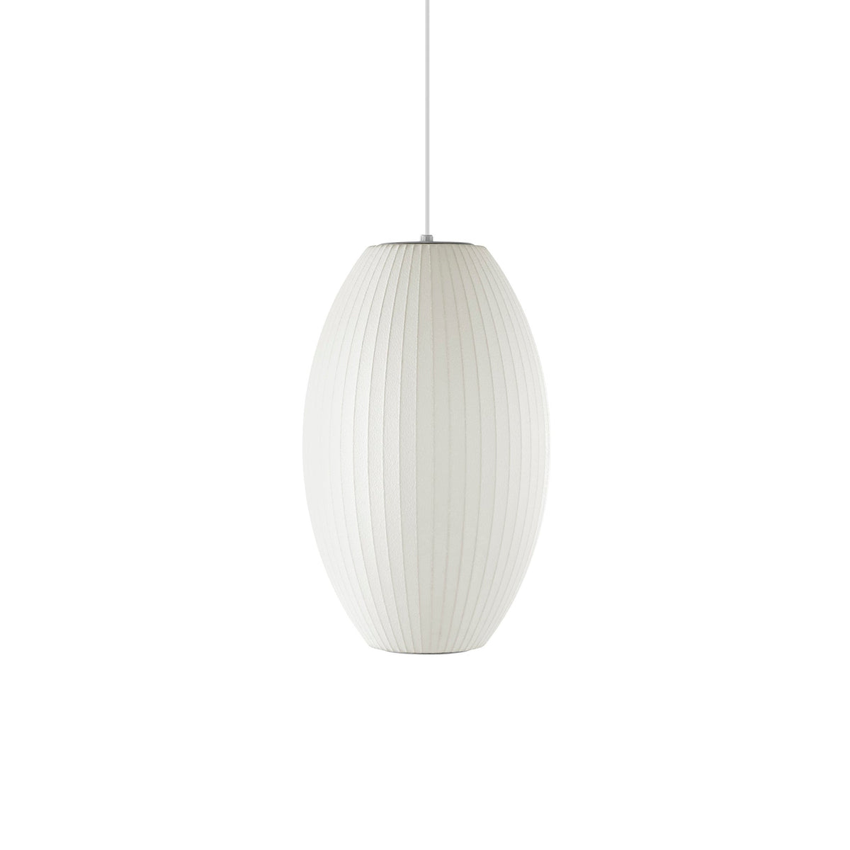 Mid-Century White Silk Pendant – Bubble Wireframe