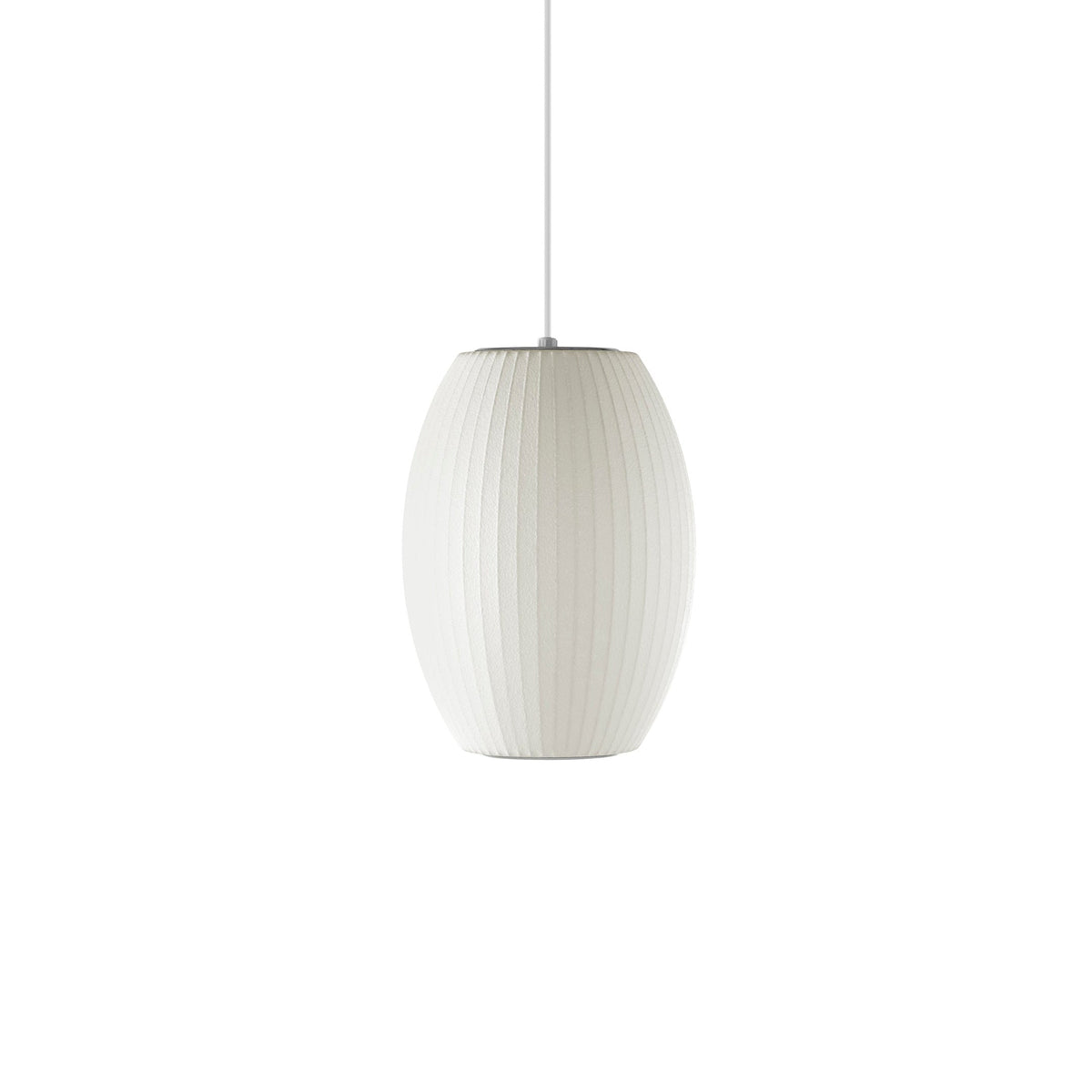 Mid-Century White Silk Pendant – Bubble Wireframe