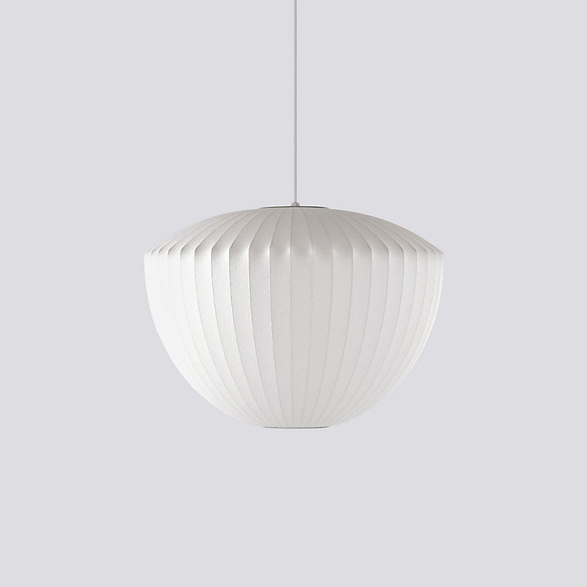 Mid-Century White Silk Pendant – Bubble Wireframe