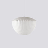 Mid-Century White Silk Pendant – Bubble Wireframe