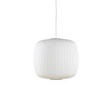 Mid-Century White Silk Pendant – Bubble Wireframe