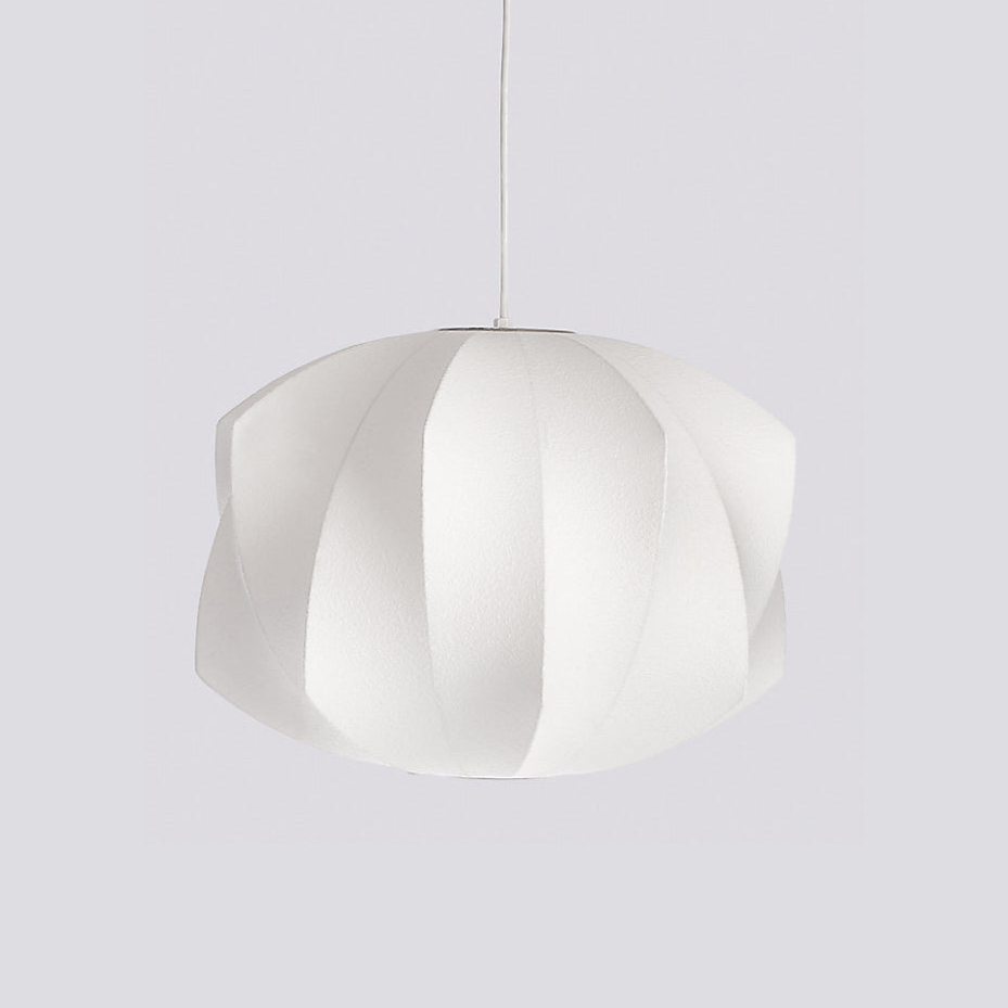 Mid-Century White Silk Pendant – Bubble Wireframe