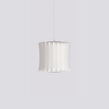 Mid-Century White Silk Pendant – Bubble Wireframe
