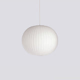 Mid-Century White Silk Pendant – Bubble Wireframe