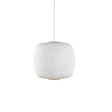 Mid-Century White Silk Pendant – Bubble Wireframe