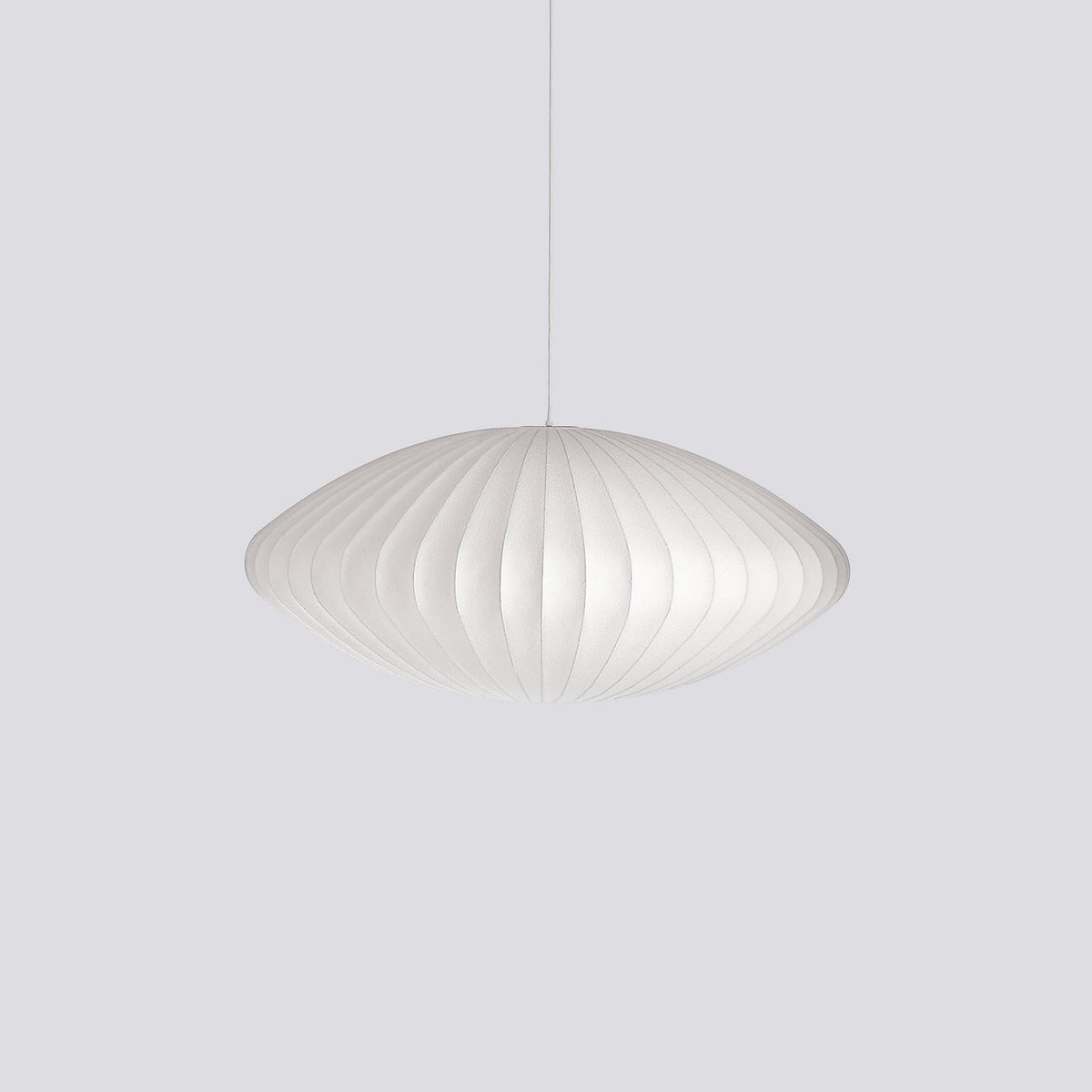 Mid-Century White Silk Pendant – Bubble Wireframe