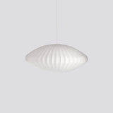 Mid-Century White Silk Pendant – Bubble Wireframe