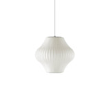 Mid-Century White Silk Pendant – Bubble Wireframe