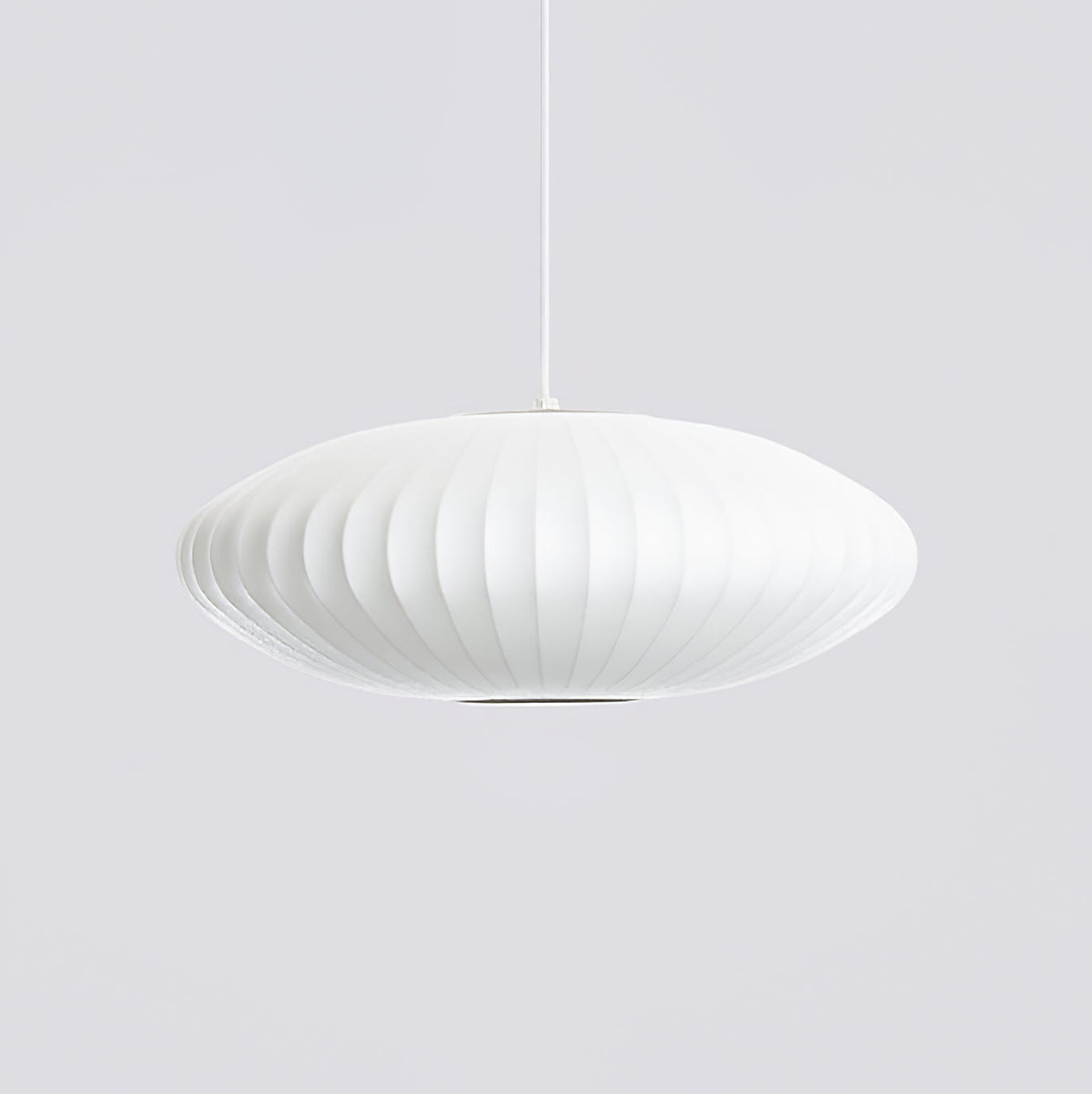 Mid-Century White Silk Pendant – Bubble Wireframe