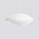 Mid-Century White Silk Pendant – Bubble Wireframe