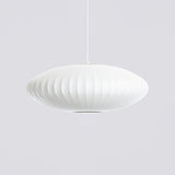 Mid-Century White Silk Pendant – Bubble Wireframe