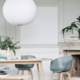 Mid-Century White Silk Pendant – Bubble Wireframe
