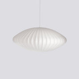 Mid-Century White Silk Pendant – Bubble Wireframe