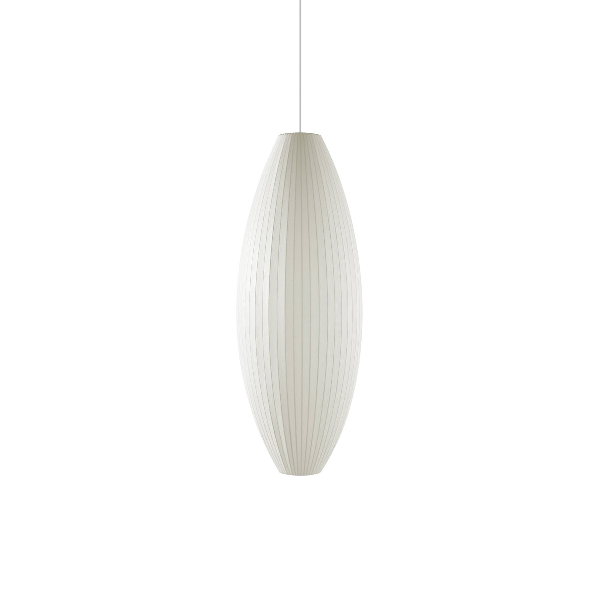 Mid-Century White Silk Pendant – Bubble Wireframe