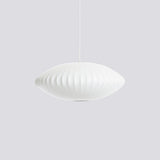Mid-Century White Silk Pendant – Bubble Wireframe