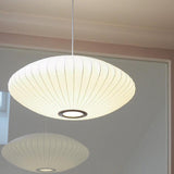 Mid-Century White Silk Pendant – Bubble Wireframe