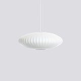 Mid-Century White Silk Pendant – Bubble Wireframe