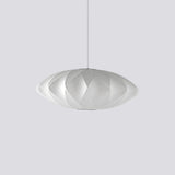 Mid-Century White Silk Pendant – Bubble Wireframe