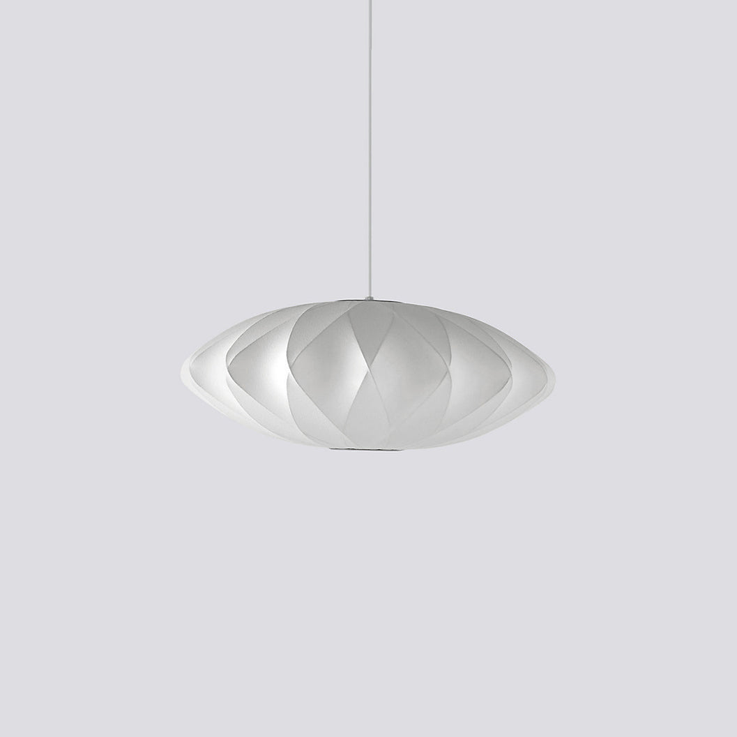 Mid-Century White Silk Pendant – Bubble Wireframe