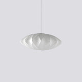 Mid-Century White Silk Pendant – Bubble Wireframe
