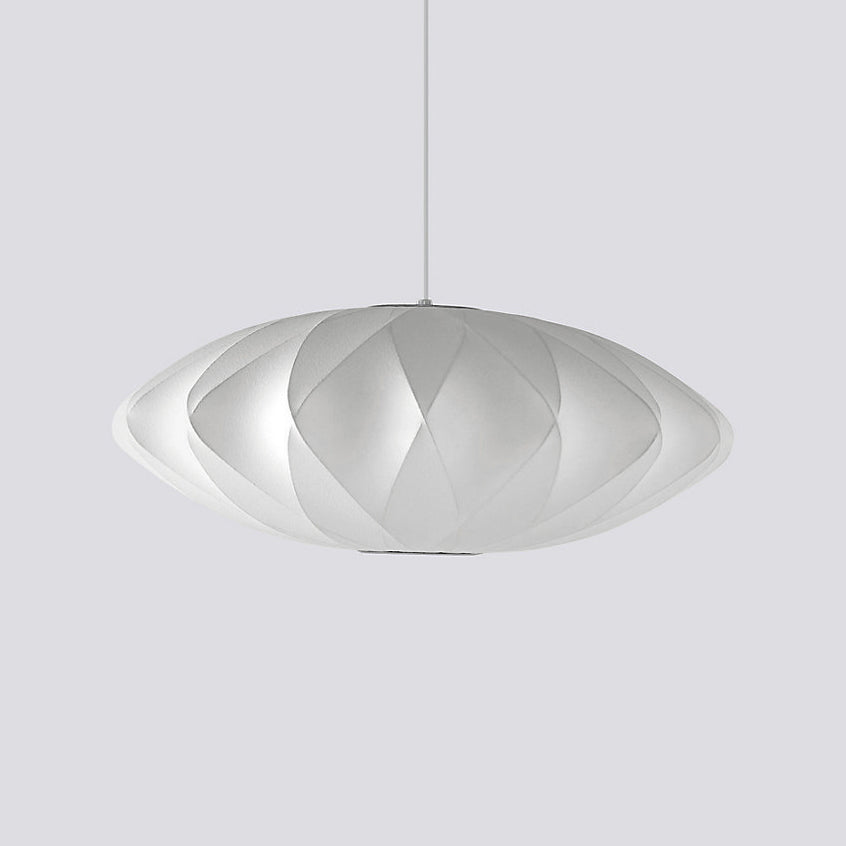 Mid-Century White Silk Pendant – Bubble Wireframe