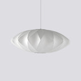 Mid-Century White Silk Pendant – Bubble Wireframe