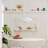 Mid-Century White Silk Pendant – Bubble Wireframe