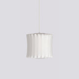 Mid-Century White Silk Pendant – Bubble Wireframe