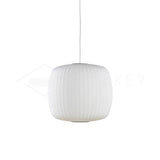 Mid-Century White Silk Pendant – Bubble Wireframe