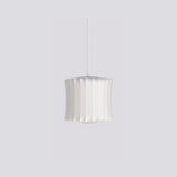 Mid-Century White Silk Pendant – Bubble Wireframe