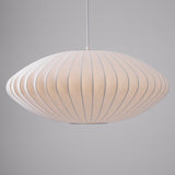 Mid-Century White Silk Pendant – Bubble Wireframe