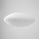 Mid-Century White Silk Pendant – Bubble Wireframe