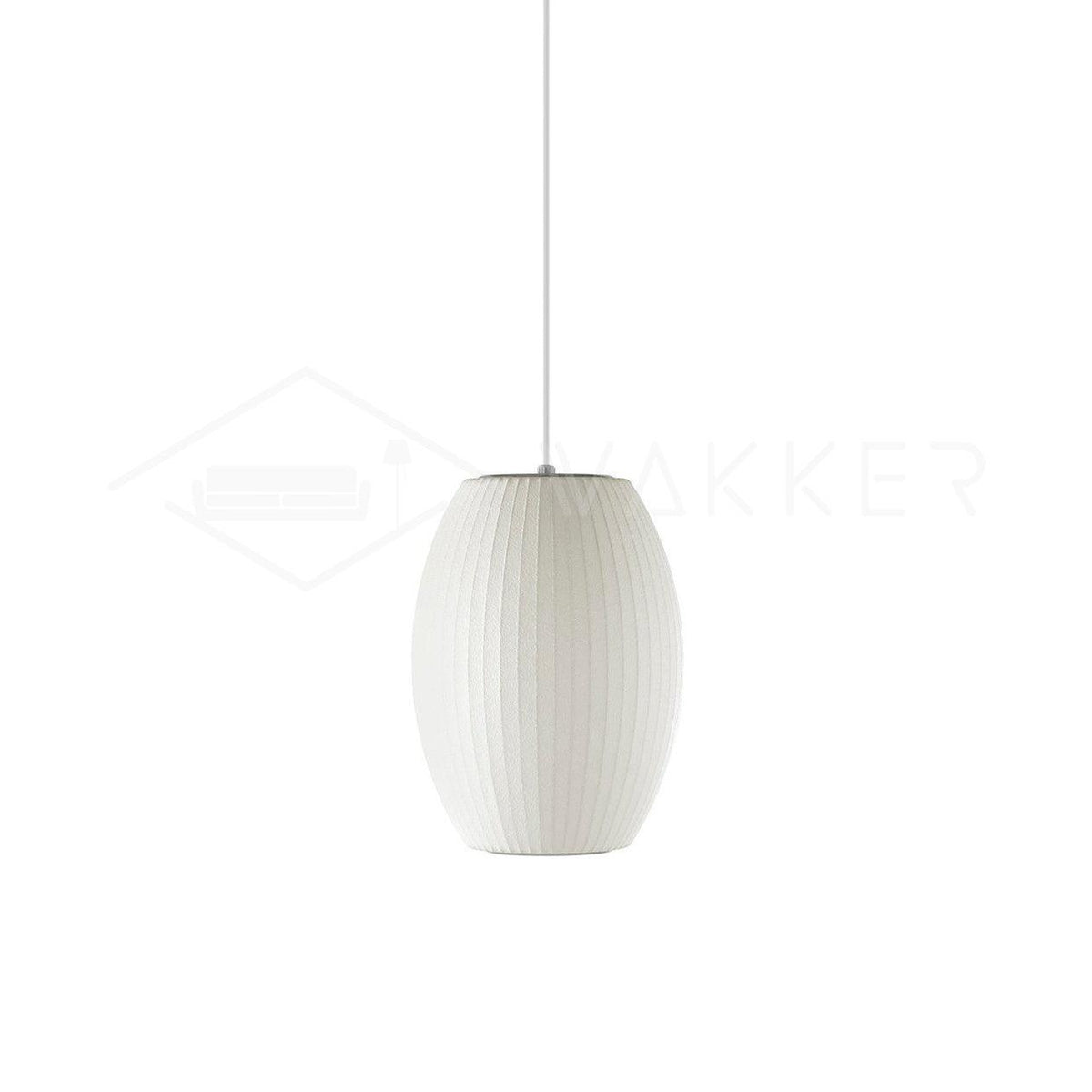 Mid-Century White Silk Pendant – Bubble Wireframe