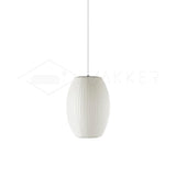 Mid-Century White Silk Pendant – Bubble Wireframe