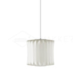 Mid-Century White Silk Pendant – Bubble Wireframe