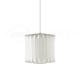 Mid-Century White Silk Pendant – Bubble Wireframe