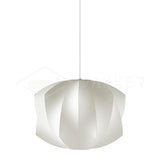 Mid-Century White Silk Pendant – Bubble Wireframe
