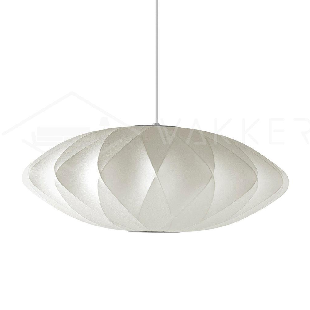 Mid-Century White Silk Pendant – Bubble Wireframe