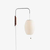 Mid-Century Walnut Bubble Sconce – Swivel Plug-In