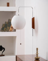 Mid-Century Walnut Bubble Sconce – Swivel Plug-In